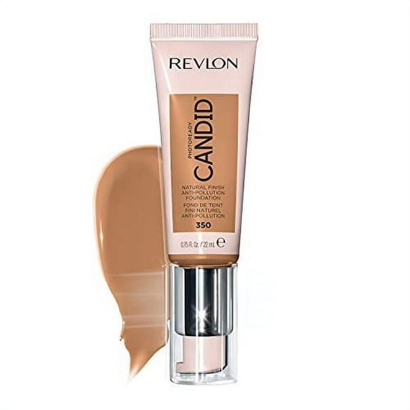 Revlon PhotoReady Candid Natural Finish Foundation, with Anti-Pollution, Antioxidant, Anti-Blue Light Ingredients, 350 Natural Tan, 0.75 fl. oz.