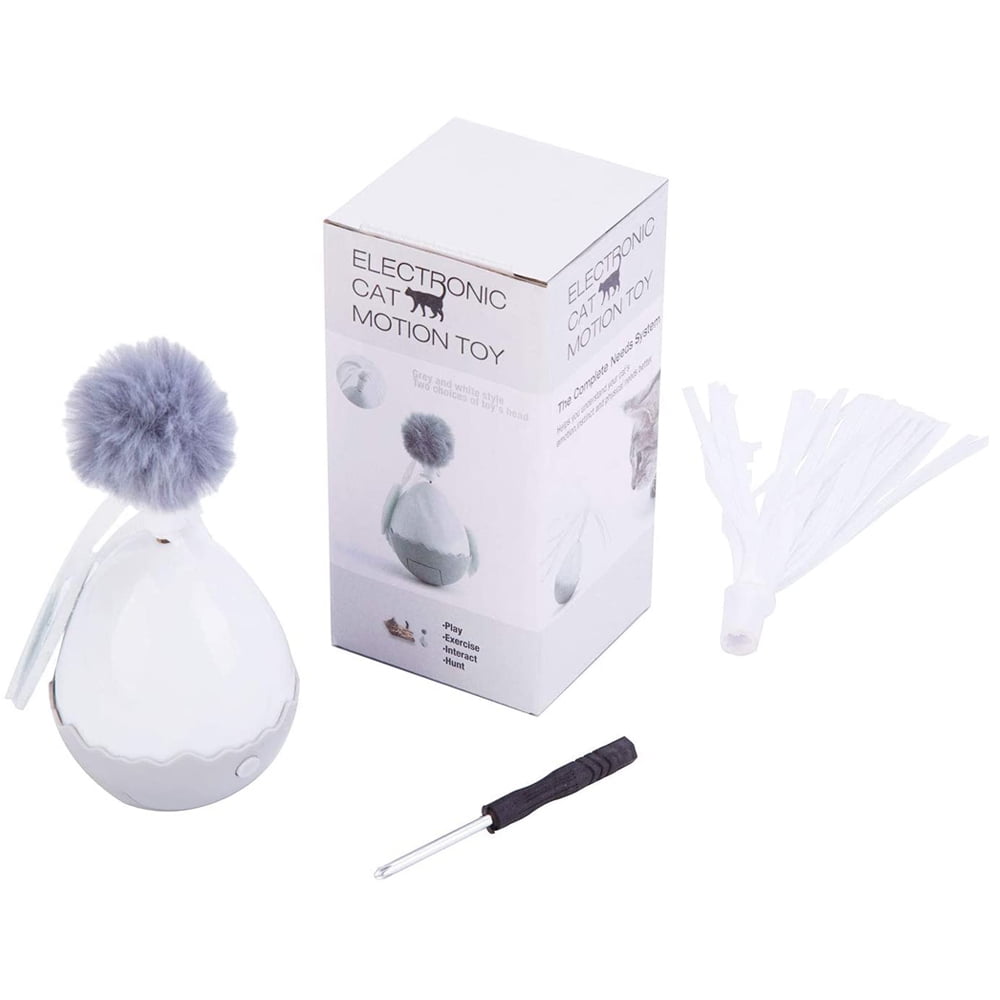 PENGXIANG Tumbler Cat Toy With Tassel And Fuzz Ball 360 ° Automatic Rotation Feather Tease Cat Stick Kitten Dangler Rod Interactive Toys For Pet