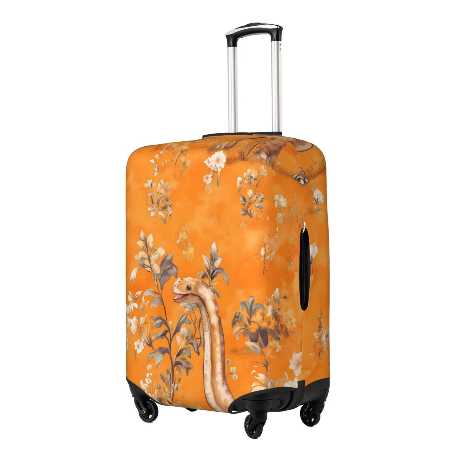 Washable Stretch Polyester Luggage Cover Fits 18-32 Inch Suitcases Ideal For Business And Travel Dinosaur On A Yellow Background