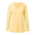 thumbnail image 4 of Womens Tops Long Sleeved V-Neck Sweater Solid Color Womens Golf Shirt,Yellow,2XL, 4 of 6