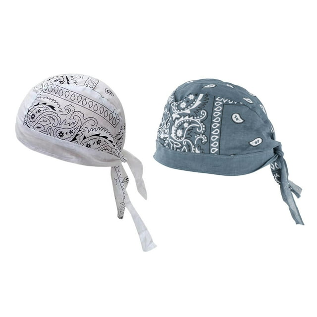Forro para casco, hip hop, de secado rápido, sombreros piratas, bandanas, gorros, pañuelos para la cabeza Blanco Gris Oscuro