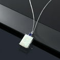 thumbnail image 4 of Gem Stone King 925 Sterling Silver White Opal and Blue Created Sapphire Pendant Necklace for Women (4.91 Cttw, Emerald Cut Cabochon 18X13MM, With 18 inch Silver Chain), 4 of 4