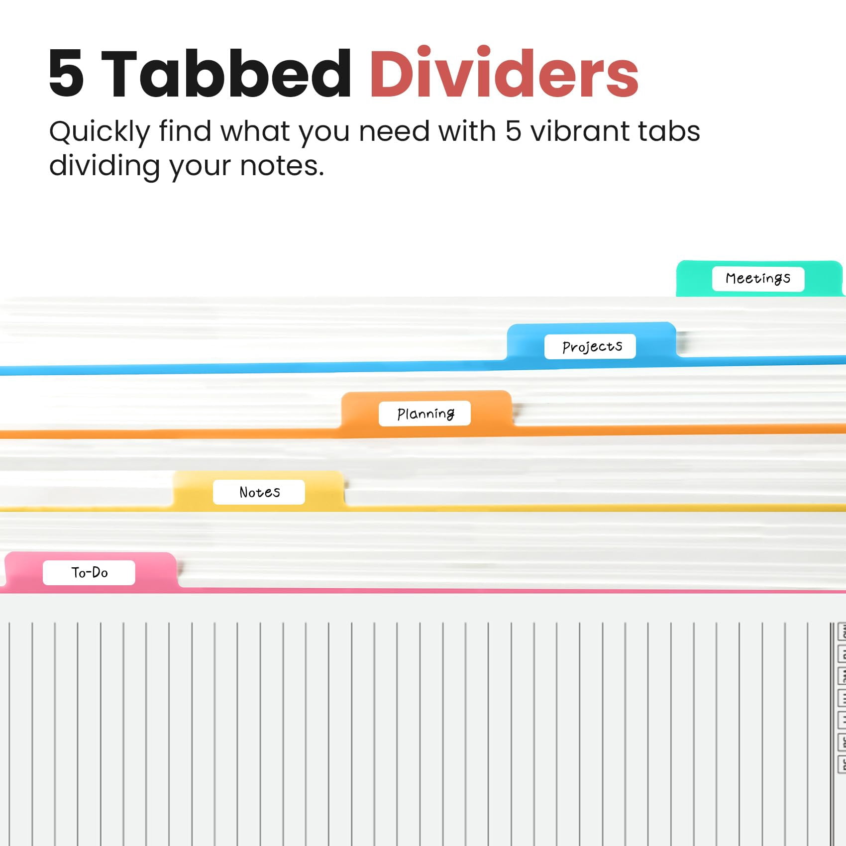 Hardcover Spiral Journal Notebooks For Work With Removable Dividers & Tabs  8.5"x11" 5 Subject Notebook Note Taking Organizer A4 College Ruled Lined Women Writing Pink 280 Pages