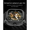 thumbnail image 5 of EXPLOJOY Men's Skeleton Square Mechanical Watch – Waterproof Automatic Timepiece with Mesh Strap & Fashion Design, 5 of 9