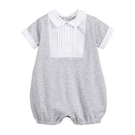 Classic Embroidered Romper - StylesILove Classic Baby Boy Short-Sleeves Romper Onesie (80/6-12 Months, Grey)