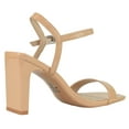 thumbnail image 3 of Delicious Women Thick High Heels Ankle Straps Open Peep Toe VESTIA-H Beige Camel Patent 9, 3 of 4