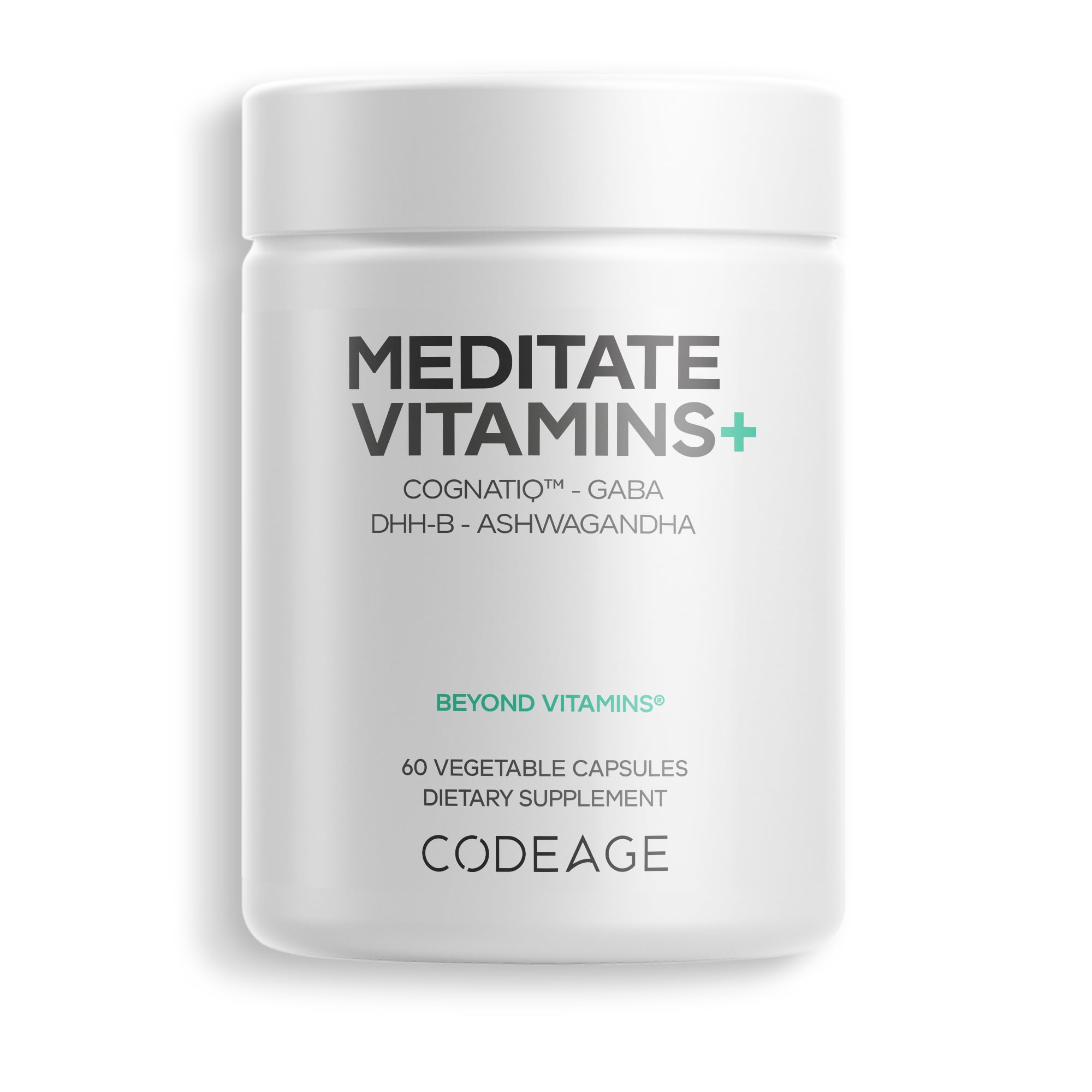 Codeage Meditate, GABA, CognatiQ, Ashwagandha, DHH-B, Organic Mushroom & Blueberry Herbal Formula, 60 ct