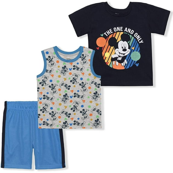 Mickey Mouse Boys 3 Piece Tee Tank and Short Set, Toddler