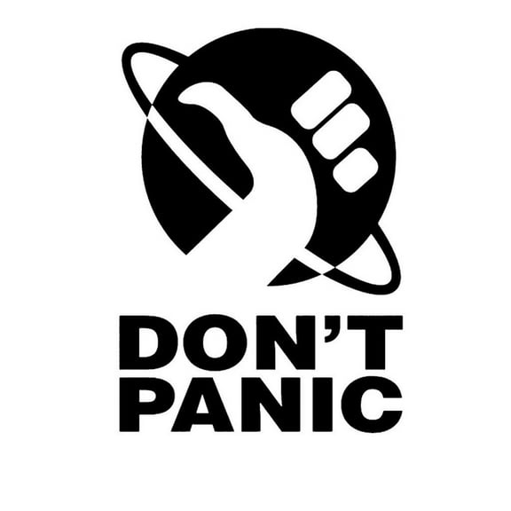 Don't Panic Hitchhikers Guide to the Galaxy Decal Sticker | 6.5-Inches | Black Vinyl Decal