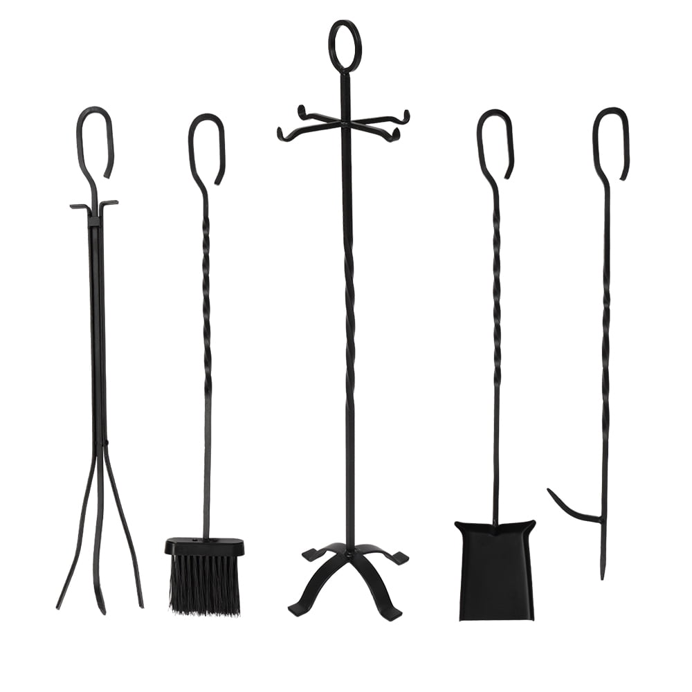 Fireplace Tool Set with Base 5 Pieces Fireplace Set for Indoor Outdoor