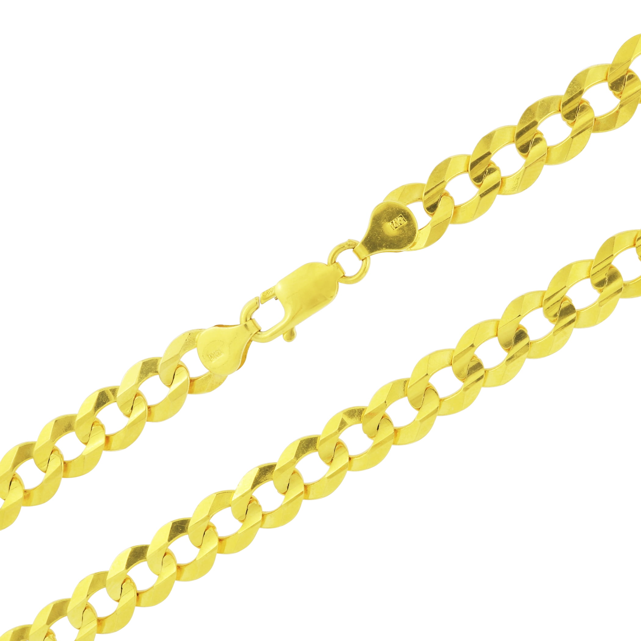 Cuban Curb 10K Yellow Gold 2.5mm Chain Necklace Lobster Clasp 