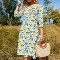 thumbnail image 4 of Lemon white lemon flower Womens Summer Dress Tie Back A Line Flare Dress, 4 of 9