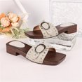 thumbnail image 5 of Domuza Women’s Comfortable Studded Clog Mules, Adjustable Buckle Beige Sandals with Wood-Grain Heel for All-Day Summer Wear and Outdoor Activities Beige 5.5（EU-36）, 5 of 7