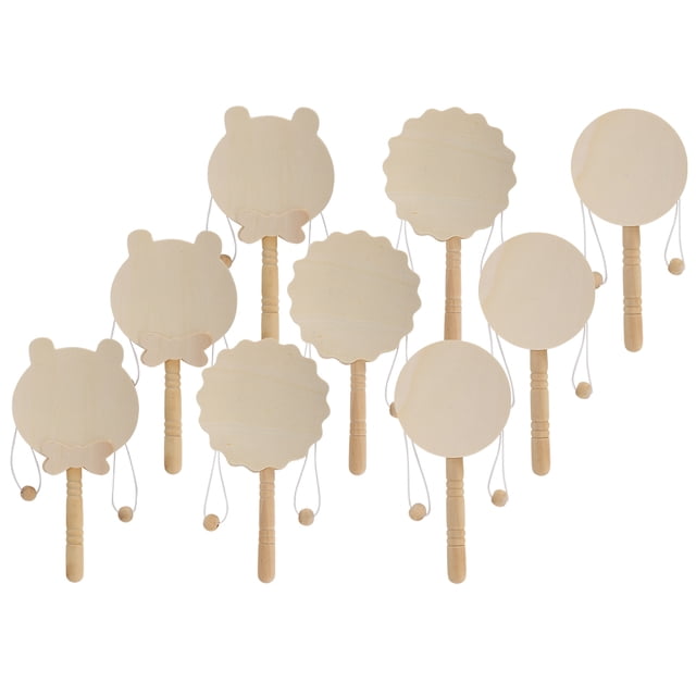 3 juegos de sonajero de madera de dibujos animados, juguetes para bebés, artesanía de madera, pintura DIY, educación temprana