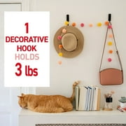 Command Medium Decorative Hooks, Matte Black, Damage Free Decorating, 1 Hook and 2 Strips
