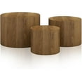 thumbnail image 3 of LAZZO Nesting Round Coffee Table Set of 3, Modern Wooden Accent Side Table, Space-Saving Table for Living Room Bedroom, Brown, 3 of 7