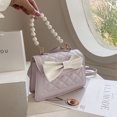 thumbnail image 3 of Adecuado para viajes diarios y citas. Bolso de mano de PU de moda simple con lazo de perla decorativo., 3 of 5