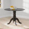 thumbnail image 2 of 5-PC - 42" Round Double Drop-Leaf Dining Table + X-Back Dining Chairs Dining Set in Black, 2 of 10
