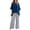 Blue, variant on Costeam Womens Vertical Stripe Wide Leg Pant Two Piece Outfit Oversized Asymmetric Hem Short Sleeve Crew Neck Top with Side Pocket Loose Fit Casual Co Ord Set