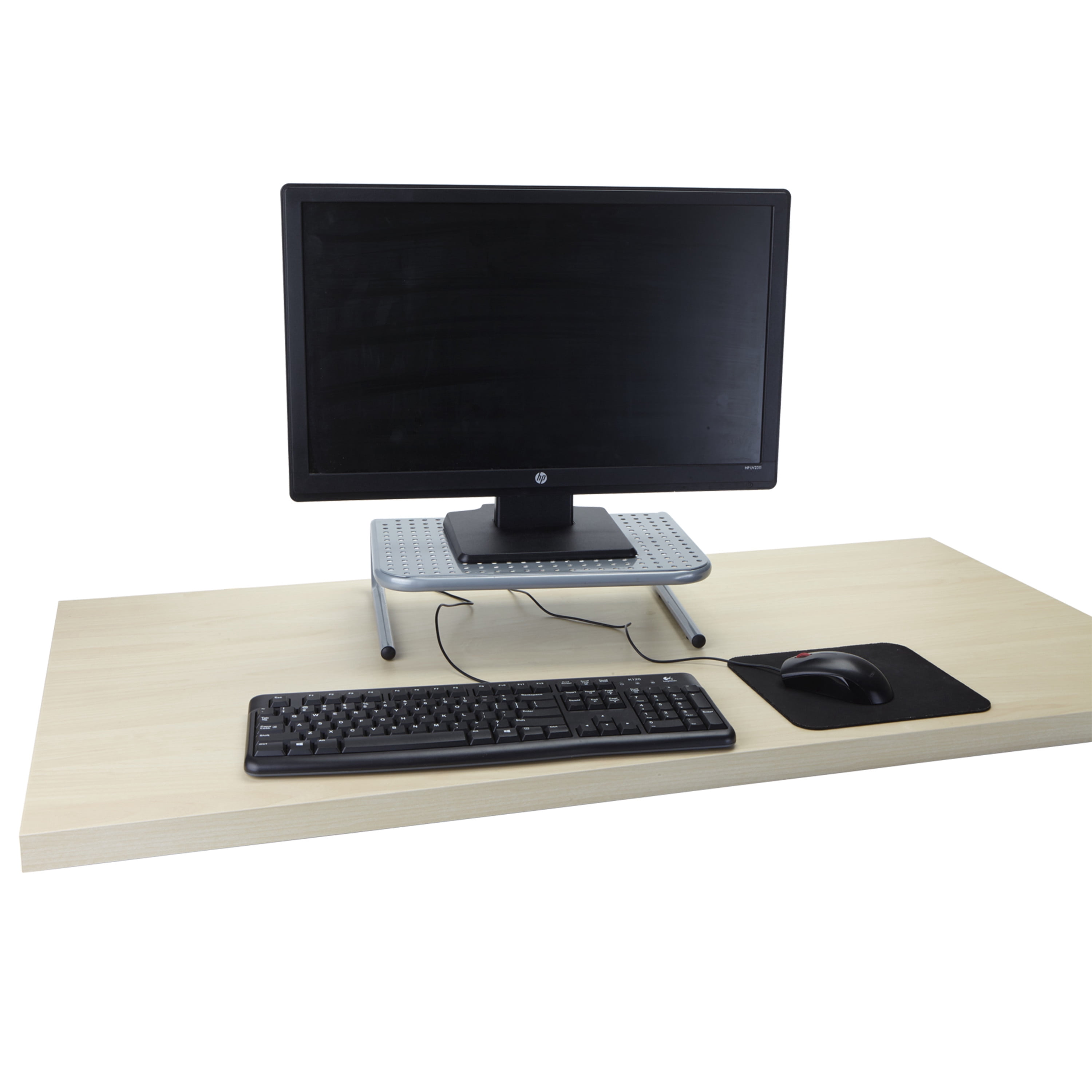 Mind Reader Vented 11 x 14.5 x 4.5 Metal Monitor Stand, Silver