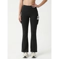 thumbnail image 4 of FLEXVIBE Womens Flare Leggings for Yoga Workout Polyester High Waist Stretch Bootcut Pants with Cargo Pockets,Black,US Size S, 4 of 9