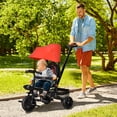 thumbnail image 2 of Qaba Baby Tricycle 4 In 1 Trike w/ Reversible Angle Adjustable Seat Removable Handle Canopy Handrail Belt Storage Footrest Brake Clutch for 1-5 Years Old Red, 2 of 10