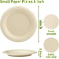 thumbnail image 3 of Small Paper Plates, 100 Pack Paper Plates 6 inch, 100% Compostable Plates Eco Friendly Disposable Plates, Small Dessert Plates, Brown Paper Plates, 3 of 8
