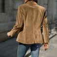 thumbnail image 4 of JSheng Women's Gold Velvet Suit Jacket Winter Solid Fashion Street Style Button Blazer with Pocket for Business Work Khaki M, 4 of 5