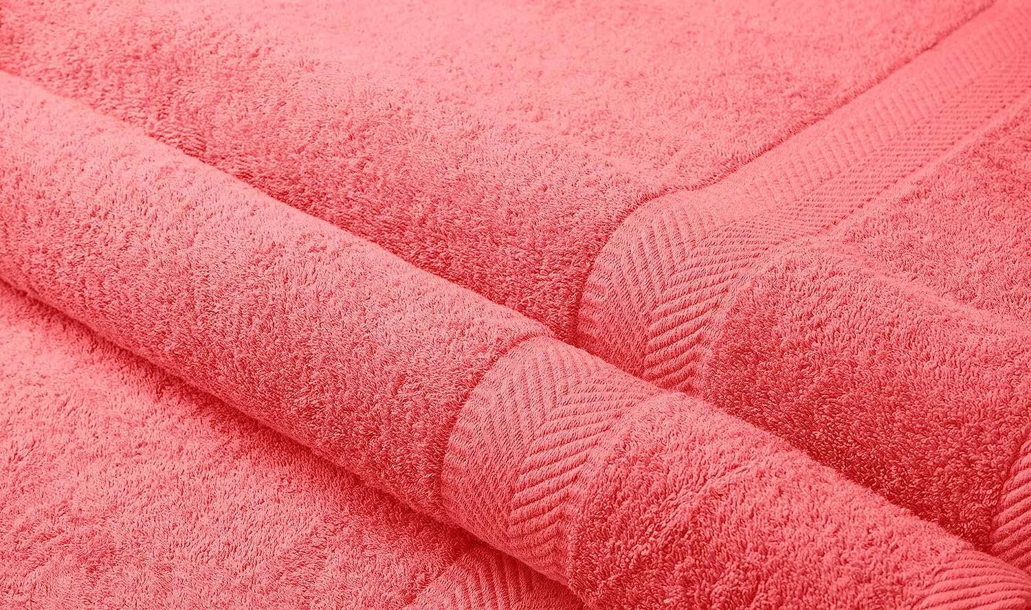 Hand Towel Set Soft Cotton Water Absorbent Hand Towel, Set of 6, Coral