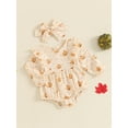 thumbnail image 3 of Newborn Baby Girls Halloween Clothes Pumpkin Ruffle Romper Long Sleeve Waffle Bodysuit with Headband Set Fall Outfits, 3 of 8