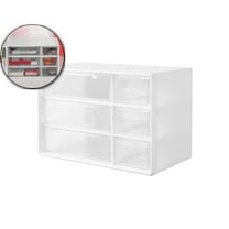 WNFJR Small Drawer Organizer for Desk, Desktop Drawer Organizer with 6 Clear Drawers, Plastic Desktop Storage Drawers, 7"x4.6"x3.8"(White)