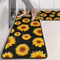 thumbnail image 2 of Kitchen Rugs Sets Of 2,Black Sunflower Pattern Anti Fatigue Kitchen Mat Rugs Non Slip Washable,Decorative Kitchen Floor Mats for Kitchen,Sink,Laundry,17"x47"+17"x47", 2 of 5