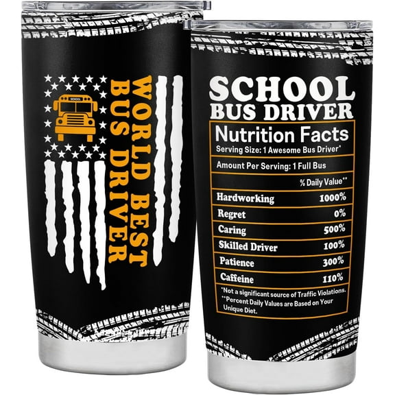 Bus Driver Appreciation Gifts for Men Women School Bus Driver Gifts Back to School Gifts for Kids Gifts for Retired Bus Driver School Bus Driver Tumbler Mug Insulated Cup Stainless Steel with Lid 20OZ