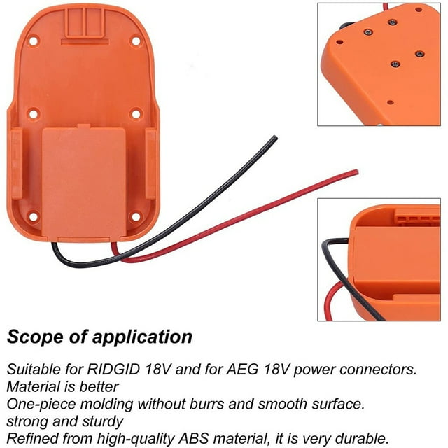 Battery Adapter Power Dock Adapter Fits for Ridgid 18V And Aeg 18V Power Connectors 12Awg Wire Diameter Accessories Kit/Set