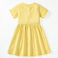 thumbnail image 2 of HILEELANG Toddler Girls Short Sleeve Dress Cotton Casual Yellow Bunny Applique Jersey Shirt Playwear Dresses 5T, 2 of 5