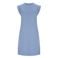 thumbnail image 4 of TaTaai Women's Solid Sleeveless Round Neck Midi Dress with Side Slit and Pockets Loose Fit Casual Summer Office Daily Wear Knee-Length Flowy Long Dress Gift, 4 of 6
