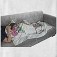 thumbnail image 6 of Anchor Soft Flannel Fleece Throw Blanket, Watercolor Spring Blossoms and Feathers on a Doodle Style Anchor, Cozy Plush for Indoor and Outdoor Use, 70" x 90", Brown Pale Pink, by Ambesonne, 6 of 6