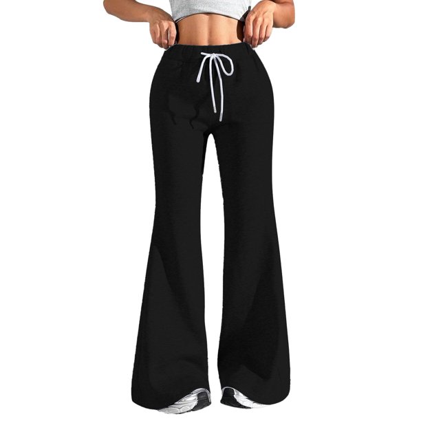 Pantalones de yoga de mujer con forro polar y cintura alta - Pierna recta ancha, bolsillos - Pantalones para hacer ejercicio/correr/sudar para todas las estaciones