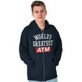 thumbnail image 3 of Funny Worlds Greatest ATM Dad Joke Men's Big & Tall Graphic Zip Up Hoodie Brisco Brands 5X, 3 of 5