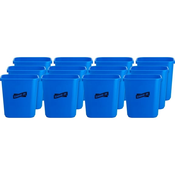Genuine Joe 28-quart Recycle Wastebasket - 7.13 Gal Capacity - Rectangular - 15" Height X 14.5" Width X 10.5" Depth - Blue, White - 12 / Carton