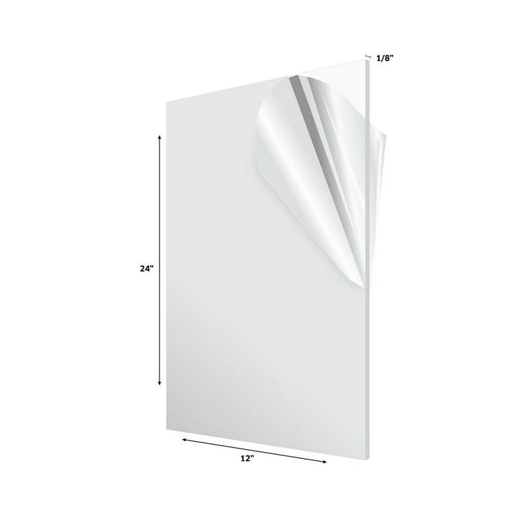 AdirOffice 12 x 24 Clear Plexiglass Acrylic Sheet Transparent