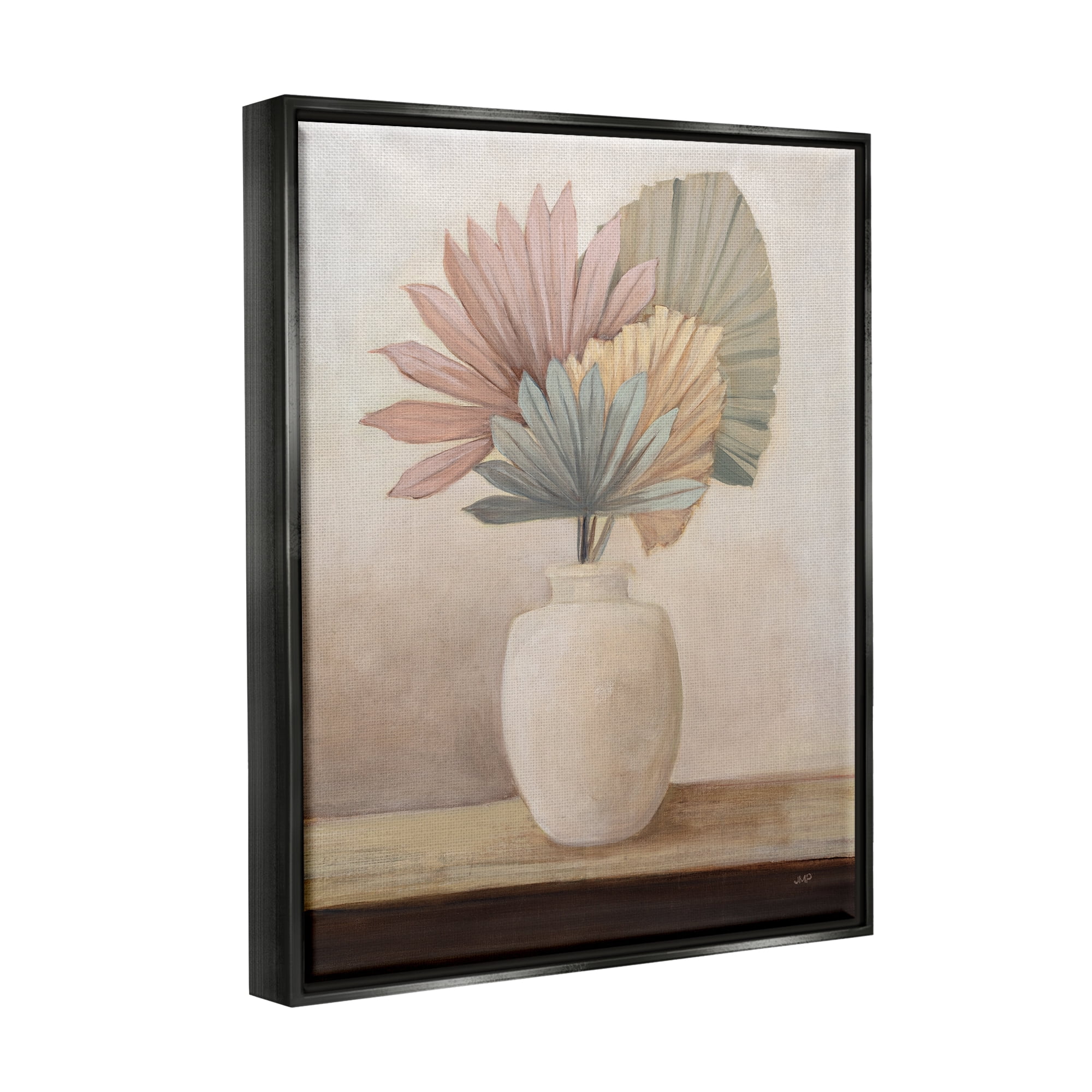 Stupell Industries Boho Sun Palms Botanical & Floral Painting Black Floater Framed Canvas Art Print Wall Art, 25 x 31