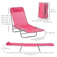 thumbnail image 3 of Outsunny Chaise Longue Pliante 2 Pcs, Chaises Inclinables pour Bronzage au Soleil, Rose, 3 of 10