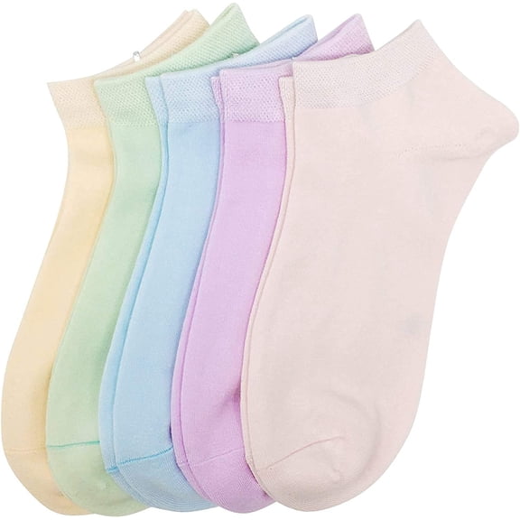 SERISIMPLE Women Viscose Bamboo Ankle Socks Low Cut Thin Sock Lightweight Pastal Color Soft Sock 5 Pairs (Assorted2, Large)