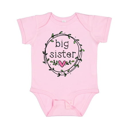 

Inktastic Big Sister Leaves Circle Heart Gift Baby Girl Bodysuit