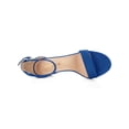 thumbnail image 4 of BLISSFUL STEP Women's Shoes Open Toe Mid Block Heel Ankle Strap Faux Suede Sandals Dark Blue 10.5, 4 of 7