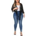 thumbnail image 2 of Agnes Orinda Women's Plus Size Bolero Tie Front Hollow Out Lace Crop Shrug, 2 of 6