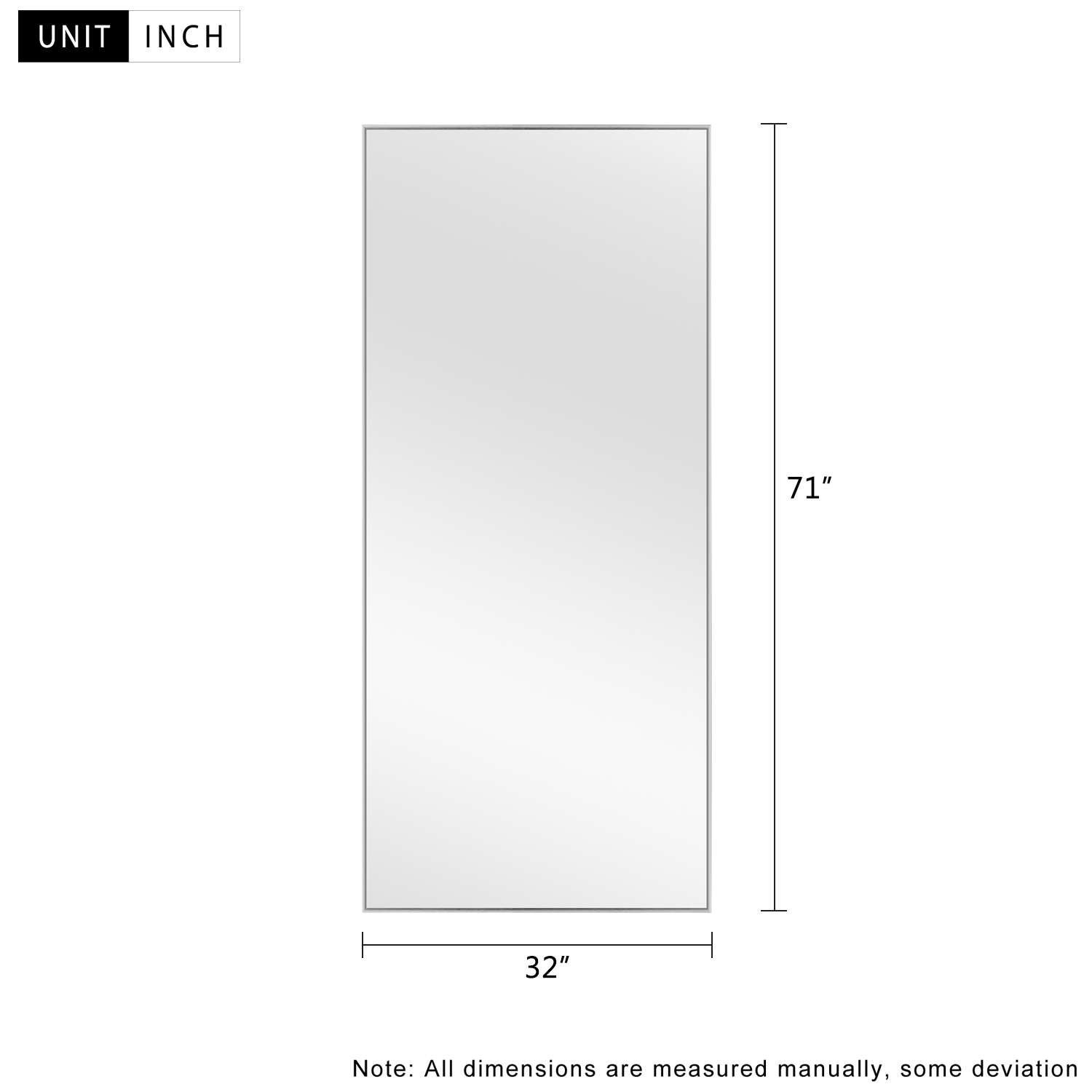 71"x32" Silver Modern Full Length Mirror