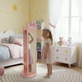 thumbnail image 3 of Pink, bow-themed, MDF (medium-density fiberboard) painted finish, 1-door, 1-shelf, rotatable base, children's jewelry mirror cabinet, 3 of 13