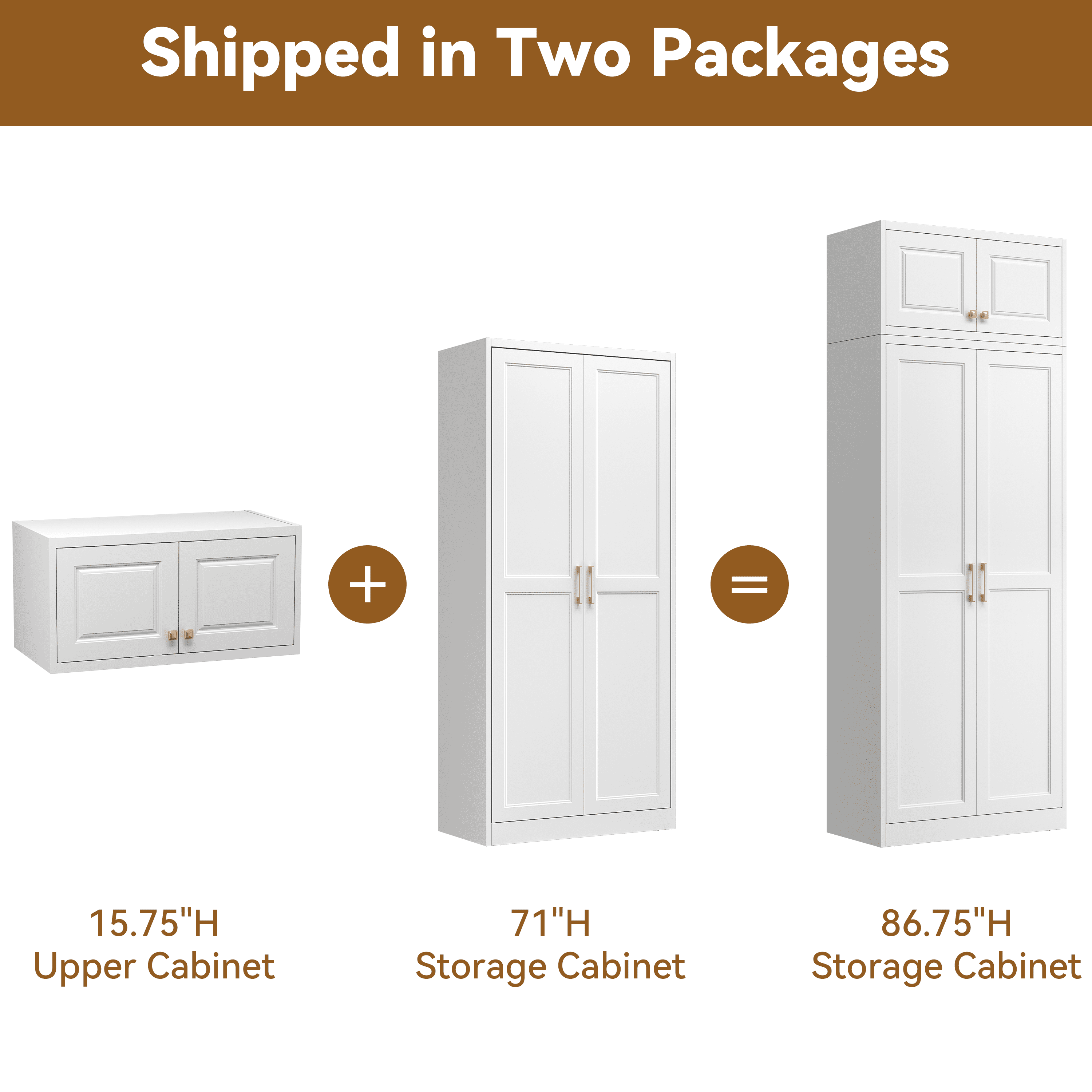 Polup 86" Height Modern Metal Pantry Storage Cabinet with Doors and Adjustable Shelves White for Living Room Kitchen and Home